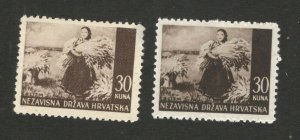 CROATIA - NDH - MNH/MH STAMPS, 30 kuna - DIFERENT COLOR - 1941/42/43.