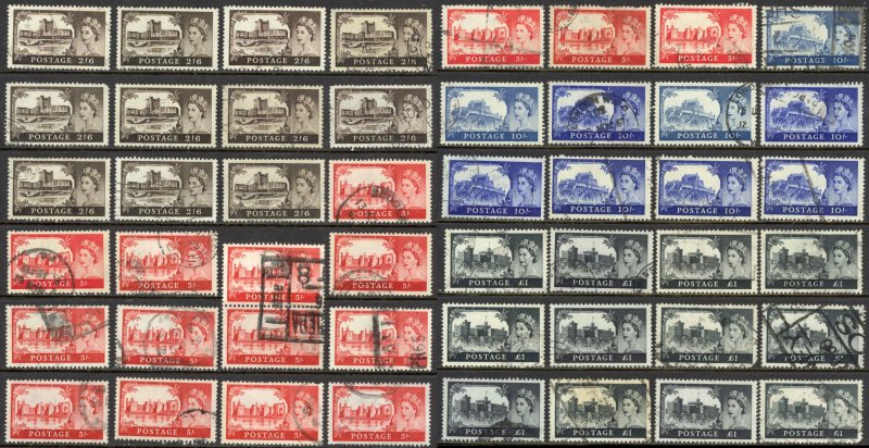 Great Britain Sc# 371-374 Assorted Used Lot/48 1959-1968 Castles