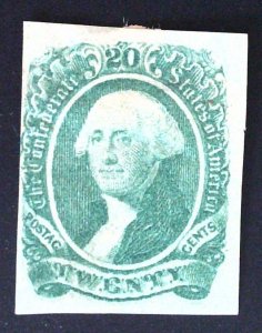 Scott CSA #13a - 20c  Yellow Green - Washington - NG - 1863