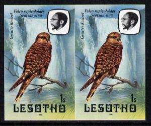 Lesotho 1981 Kestrel 1s def in unmounted mint imperf pair...