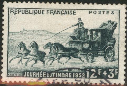 FRANCE Scott B266 used 1952 stagecoach Semi Postal