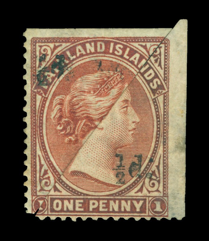 FALKLAND ISLANDS 1891 Victoria ½p on bisect 1p  Sc# 19 (SG 13)  matching pair MH