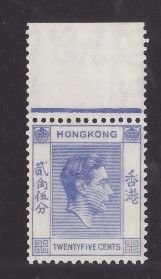 Hong Kong-Sc#160- id10-unused og NH 25c ultramarine KGVI -1938-52-