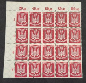 Germany Deutsche Reich FLUGPOST German eagle Airmail stamps partial Sheet 2 Mark