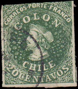 Chile #13, Incomplete Set, 1862, Used