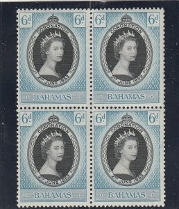 Bahamas  Scott#  157  MNH Block of 4  (1953 Coronation Issue)