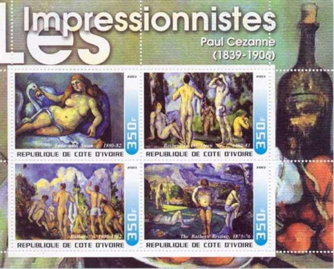 Withdrew 02-13-19-Cezanne Paintings on Stamps - 4 Stamp  Sheet  - M0550