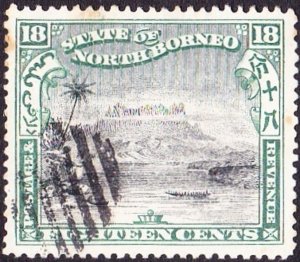NORTH BORNEO 1897 18 Cents Black & Green SG108d FU Cancelled