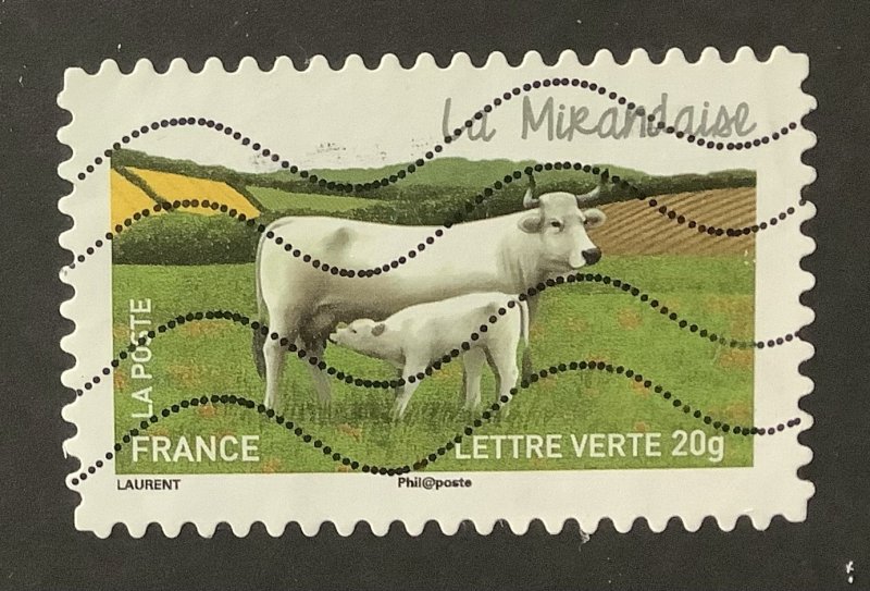 France 2014 Scott 4574 used - (61c),  Cattle breeds, La Mirandaise