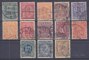 Germany Sc O1-O13 used 1920-1921 Officials cplt, sound & Almost VF