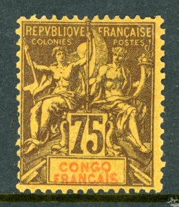 French Colonies 1892 Congo 75¢ Violet/Orange Scott #33 Mint G467
