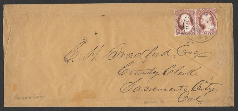 Doyle's_Stamps: 1857 Rough and Ready, CAL Postal History, Scott #11A pr