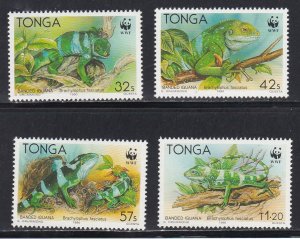 Tonga # 752-755, WWF - Iguanas, NH, 1/2 Cat.