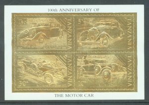 Tanzania 1986 Motoring Centenary as sg.456-9 but on 22k gold foil. MNH sheet