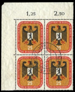 Germany - Berlin #9N119 (Mi. 137) Cat€245, 1956 German Bundesrat, corner ma...