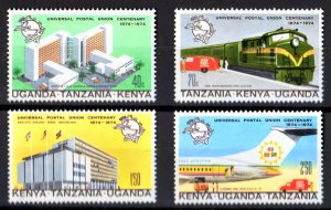 Uganda-Tanzania-Kenya 1974 TRAIN/VAN/JET/UPU CENTENARY Set (4) MNH