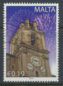 Malta  SC# 1406   Clock Tower  Fireworks  2010  Used  as per scan and details