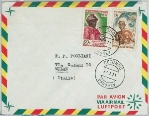 59369 - DAHOMEY - POSTAL HISTORY: air mail handling to ITALY 1971 - snakes-