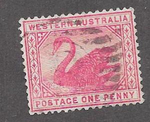 Western Australia #62  1p  carmine rose (U)  CV $2.00