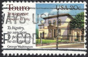 United States #2017 20¢ Touro Synagogue (1982). Used.