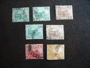 Stamps - Federated Malay States - Scott# 38-45 - Used Part Set of 7 Stamps