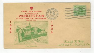 1933 CHICAGO WORLD'S FAIR 728-30A UNKNOWN VARIETY ON POSTCARD FORT DEARBORN