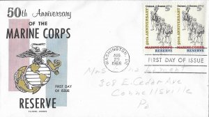 1966 FDC, #1315, 5c Marine Corps Reserve, Fluegel Covers, pair