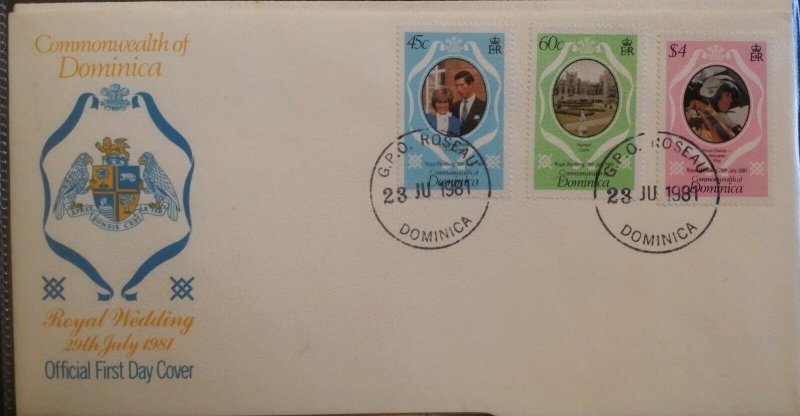 Commonwealth 1981 Royal Wedding FDC Covers Uganda Dominica Maldives  Caicos Is