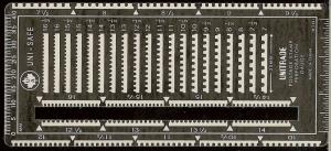 Uni-Safe  Metal UNITRADE Postage Stamp Perforation Gauge with Slot