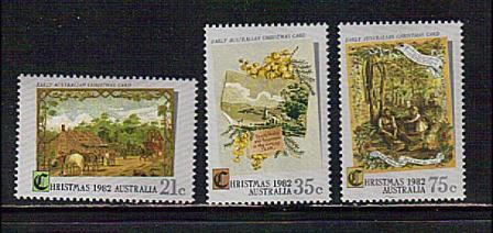 Australia Scott # 839-41 1st Christmas Cards (1881) 1982 MNH