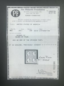MOMEN: US STAMPS #382 MINT OG VVLH VF PF CERT LOT #71332