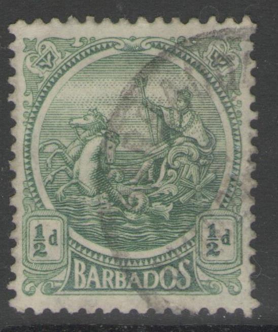 BARBADOS SG219 1921 ½d GREEN FINE USED
