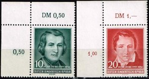 DDR 1956, Sc.#284-5 MNH, Heinrich Heine (1797-1856), poet and satirist