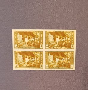 759, Mesa Verde, Block of 4, Mint, NH, No gum as issued, CV $12.00