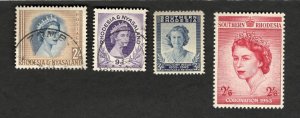 Valuable Southern Rhodesia QEII Used Sc#148 #151 + Sc #69 #80 MNH postage stamps