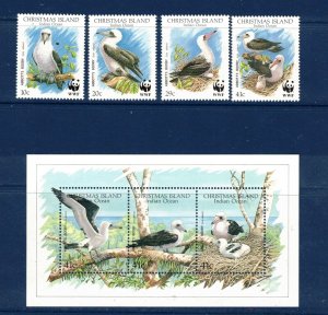 Christmas Isl. Sc 270-74 MNH Set & S/S of 1990,Fauna, Birds, Abbotts -HJ06