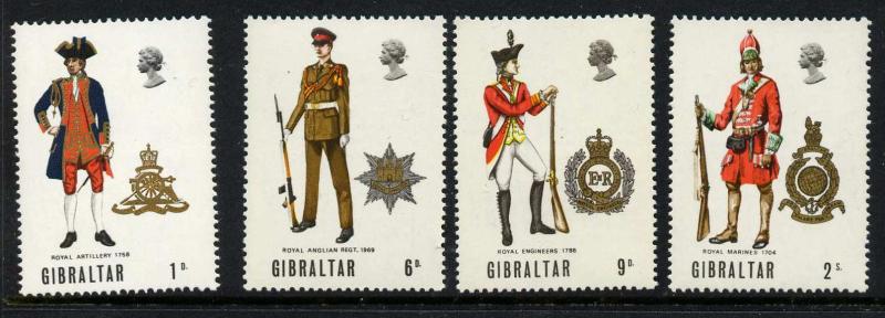 Gibraltar 226-9 MNH Military Uniforms, Crests