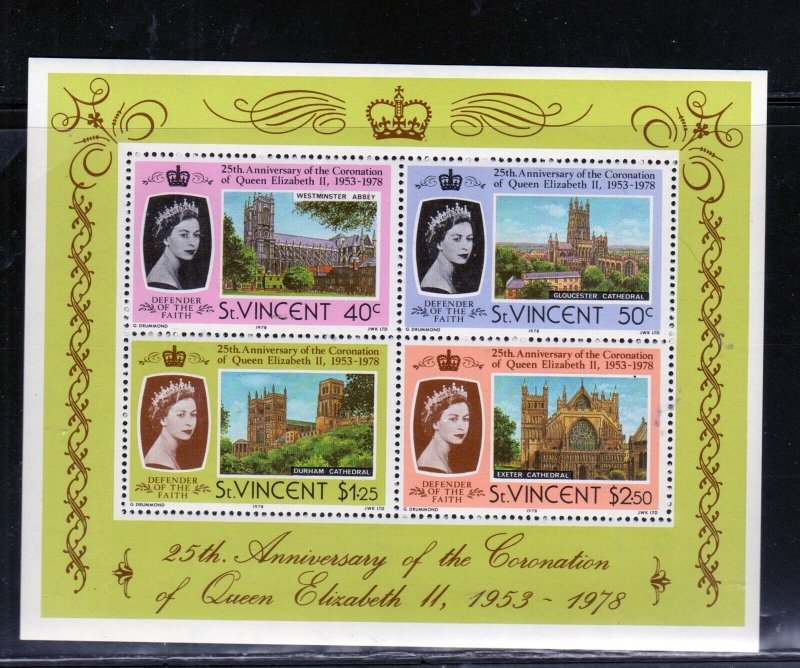 ST. VINCENT #531a 1978 QEII CORONATION 25TH ANNIV. MINT VF NH O.G S/S