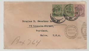 1922 South Africa Cover to USA Portland Maine