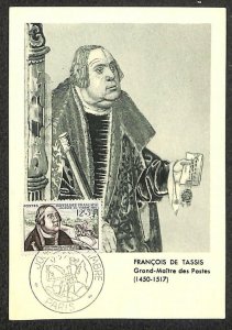 FRANCE SCOTT B302 STAMP DAY FRANCOIS DE TASSIS MAXIMUM CARD FDC POSTCARD 1952