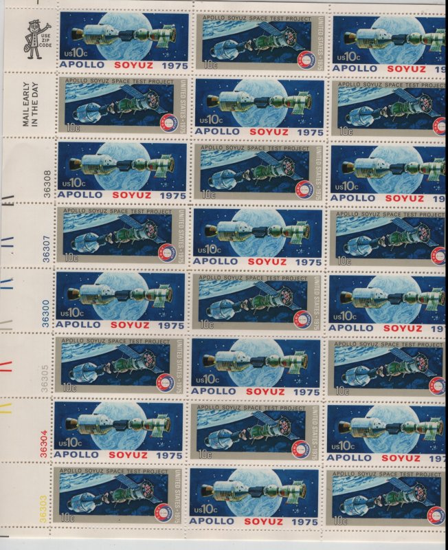 US, 1569-1570, MNH, SHEET, 1975, APOLLO SOYUZ SPACE ISSUE