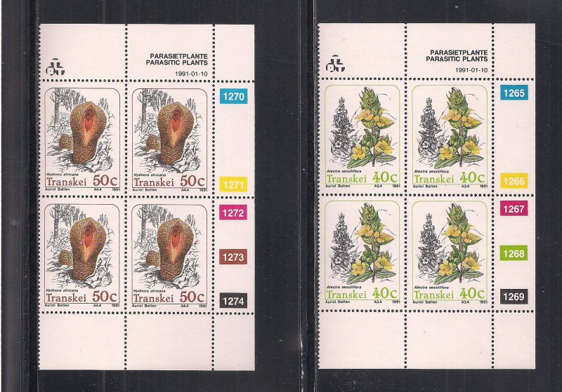 SOUTH AFRICA - TRANSKEI SC# 247-50  4 CONTROL BKS/4 # 1255-74   FVF/MNH 1991