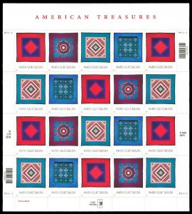 Scott 3527a 34c Amish Quilts Mint Sheet of 20 NH Cat $14 Face $6.80