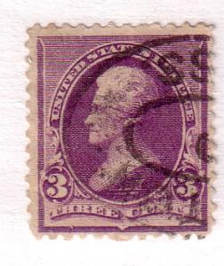 US# 221 3c Jackson  purple  Used  CAT. $9.00