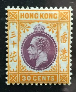 HONG KONG 1912-21 KGV 30c MH MCCA SG#110a HK3787