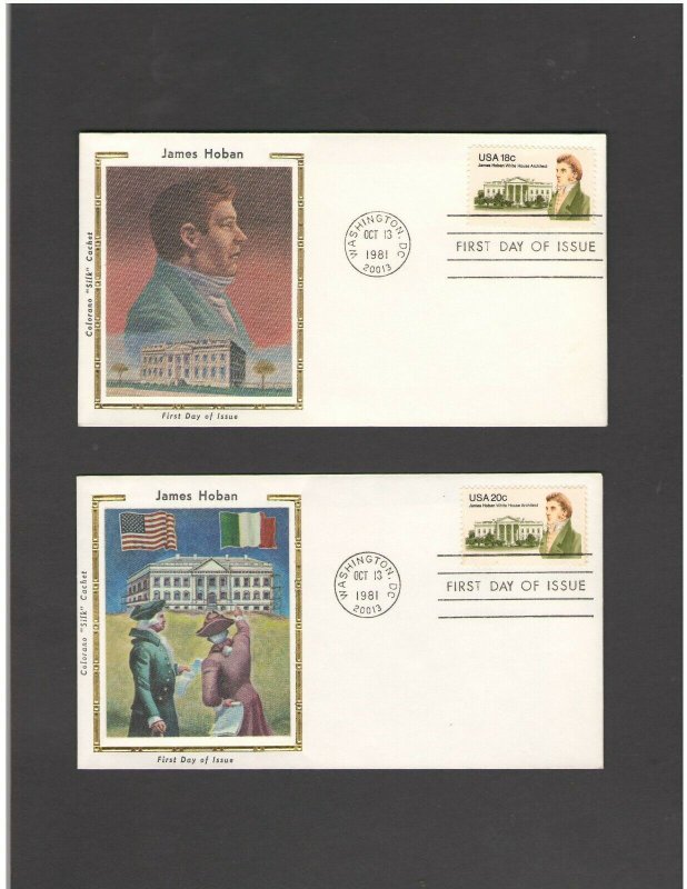 USA: #05 /**JAMES HOBAN-2 DIFFERENT ** / SILK CACHET- FDI- Excellent Condition