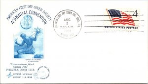US SPECIAL EVENT CACHETED COVER A.F.D.C.S. 4th ANNUAL CONVENTION DETROIT 1959