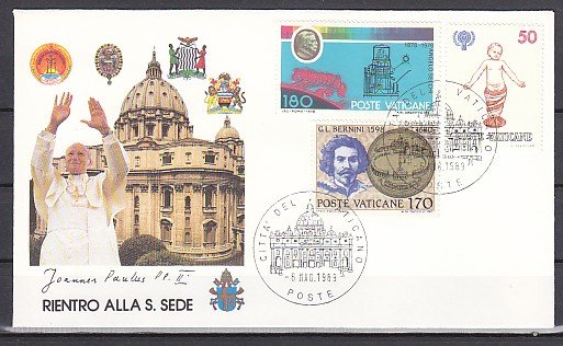 Vatican, 06/MAY/89 issue. Pope John Paul II on a Souvenir cover. ^