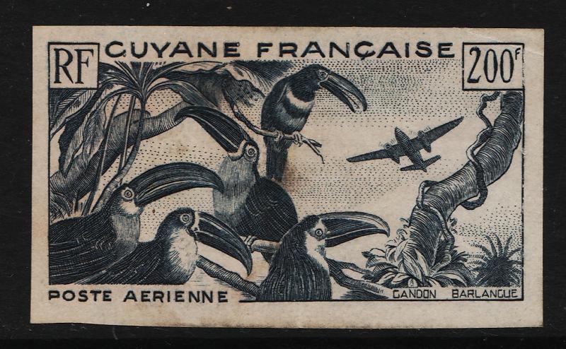 French Guiana 1947 Air Mail 200F (1/3) not perforated USED