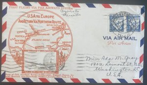 1939 Horta Portugal First Flight Cover FFC To Washington DC USA Crosby Cachet